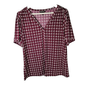 Banana Republic Women's Purple Red Matte Jersey Gathered Shoulder Top Size Med